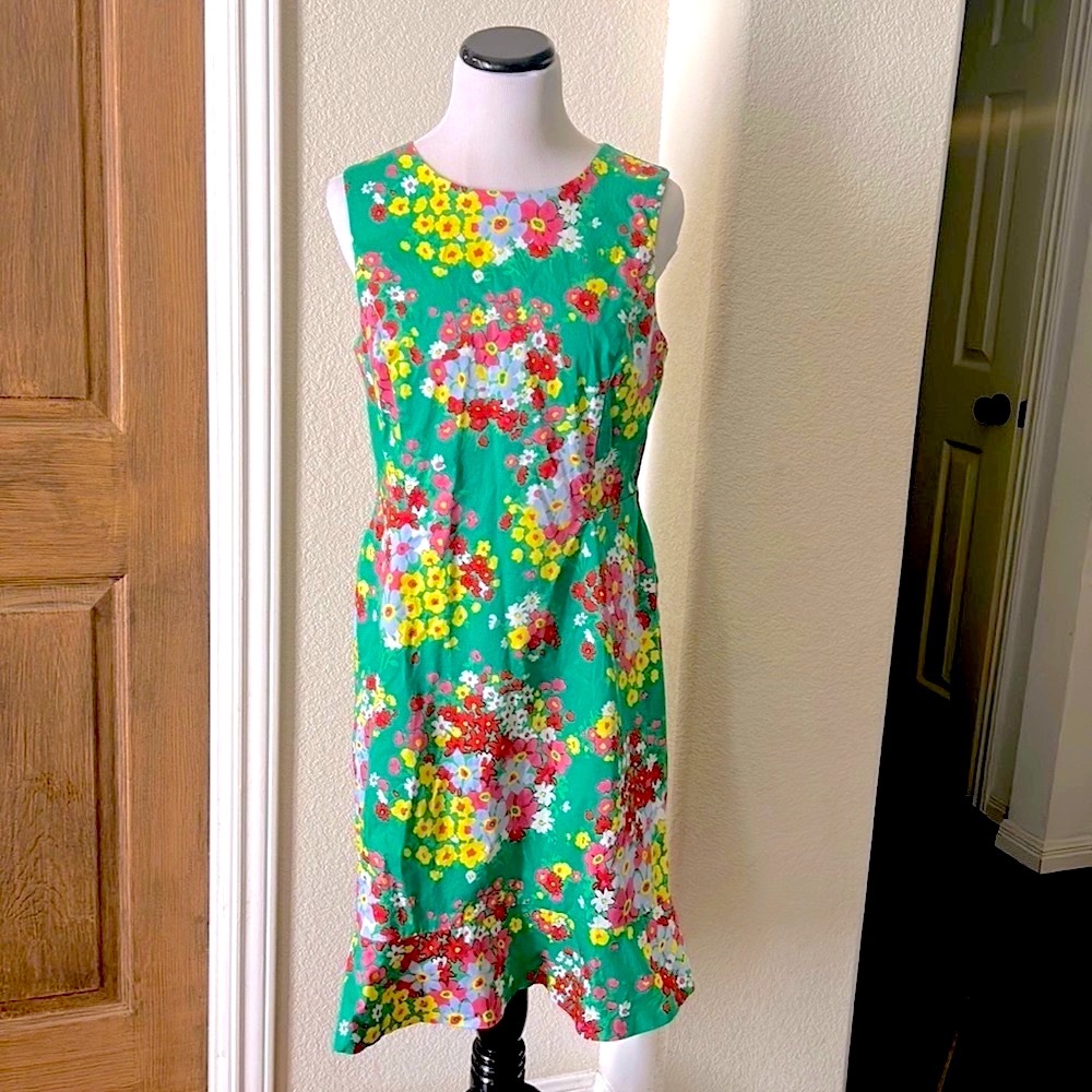 Talbots Womens Floral Dress Cotton Stretch Wedding Guest Size 10